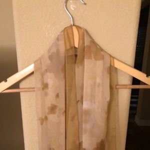 Beige Floral Silk Scarf